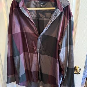 Alfani Men's Burgundy and Gray Checkered Shirt Jacket